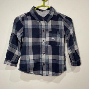 Tommy Bahama Boys Grey Plaid Button Down Shirt Size 12M